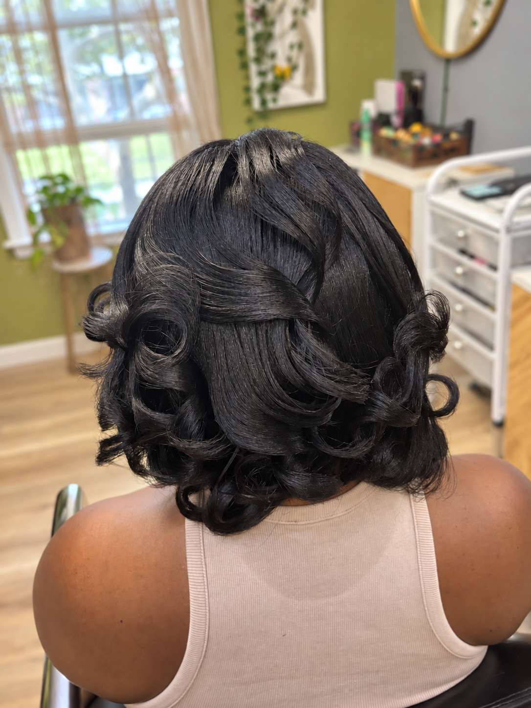 Soft black curls by Carol