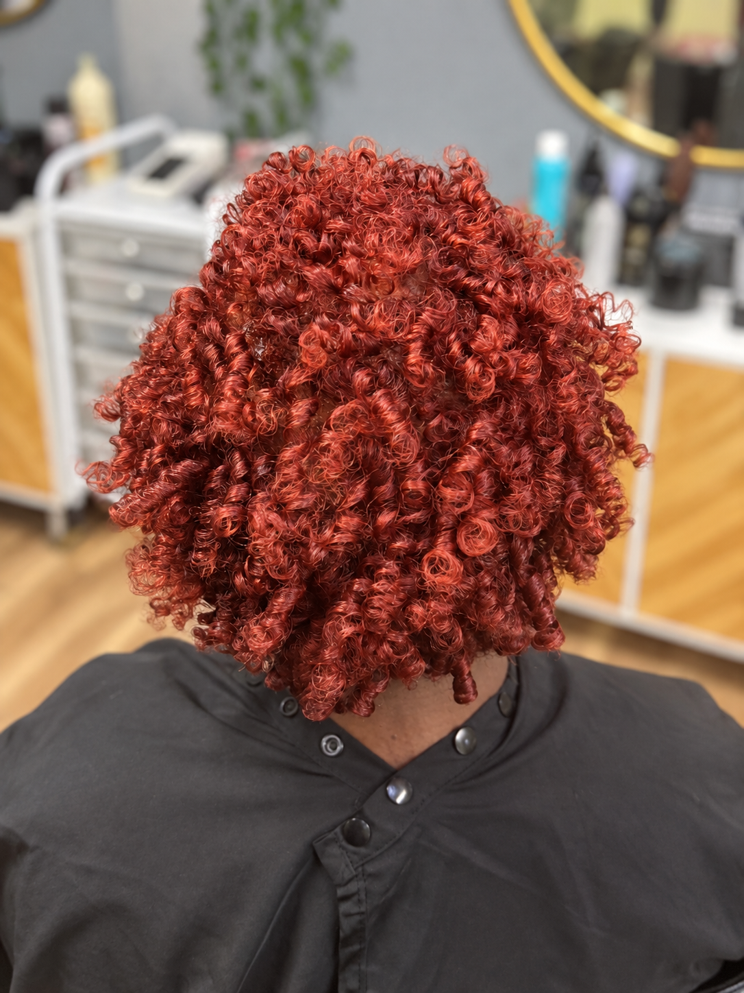 Copper-colored curls rod set by Carol