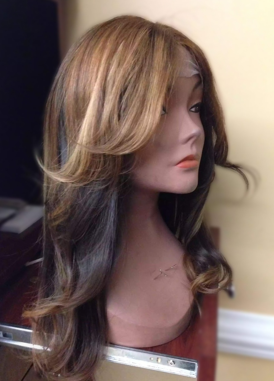 Custom wig · highlighted layers at TEXTURES Hair Salon