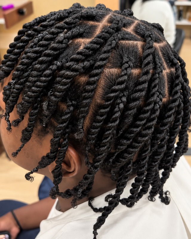 Defined two-strand twists at TEXTURES Hair Salon