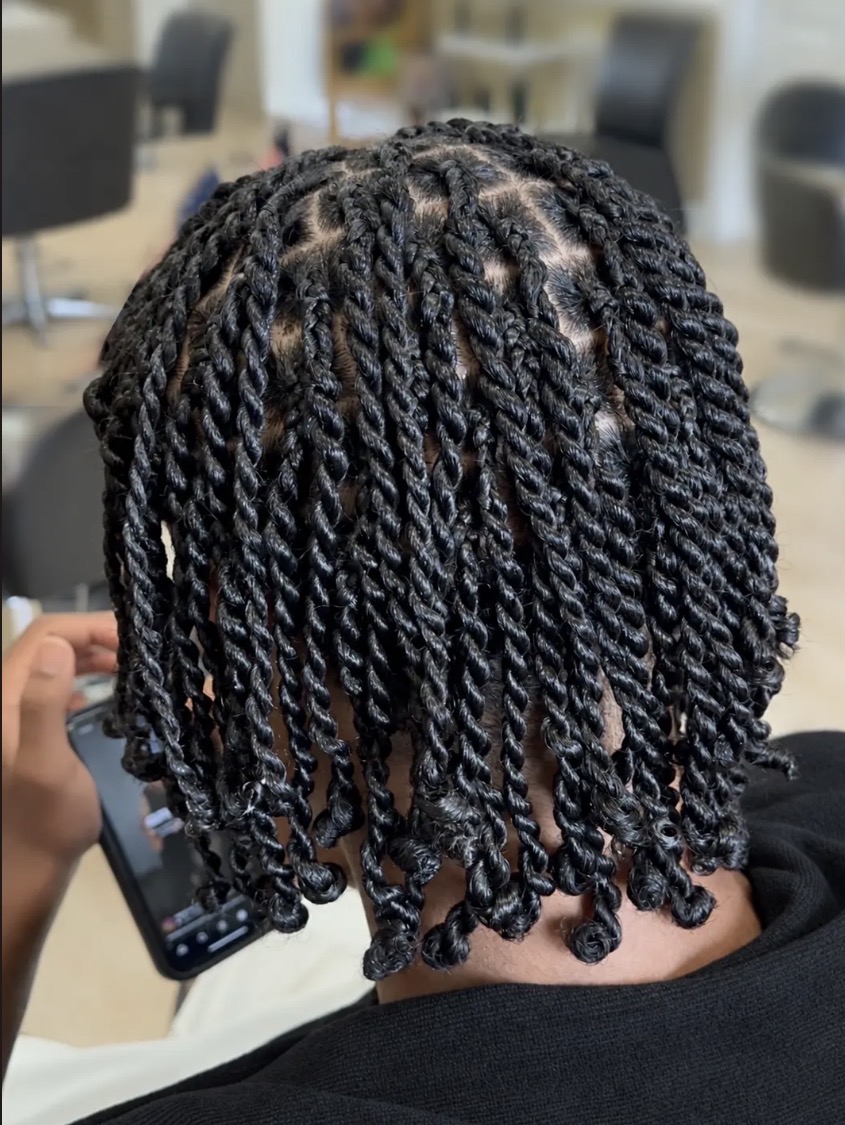 Two-strand twists with curled ends by Jada