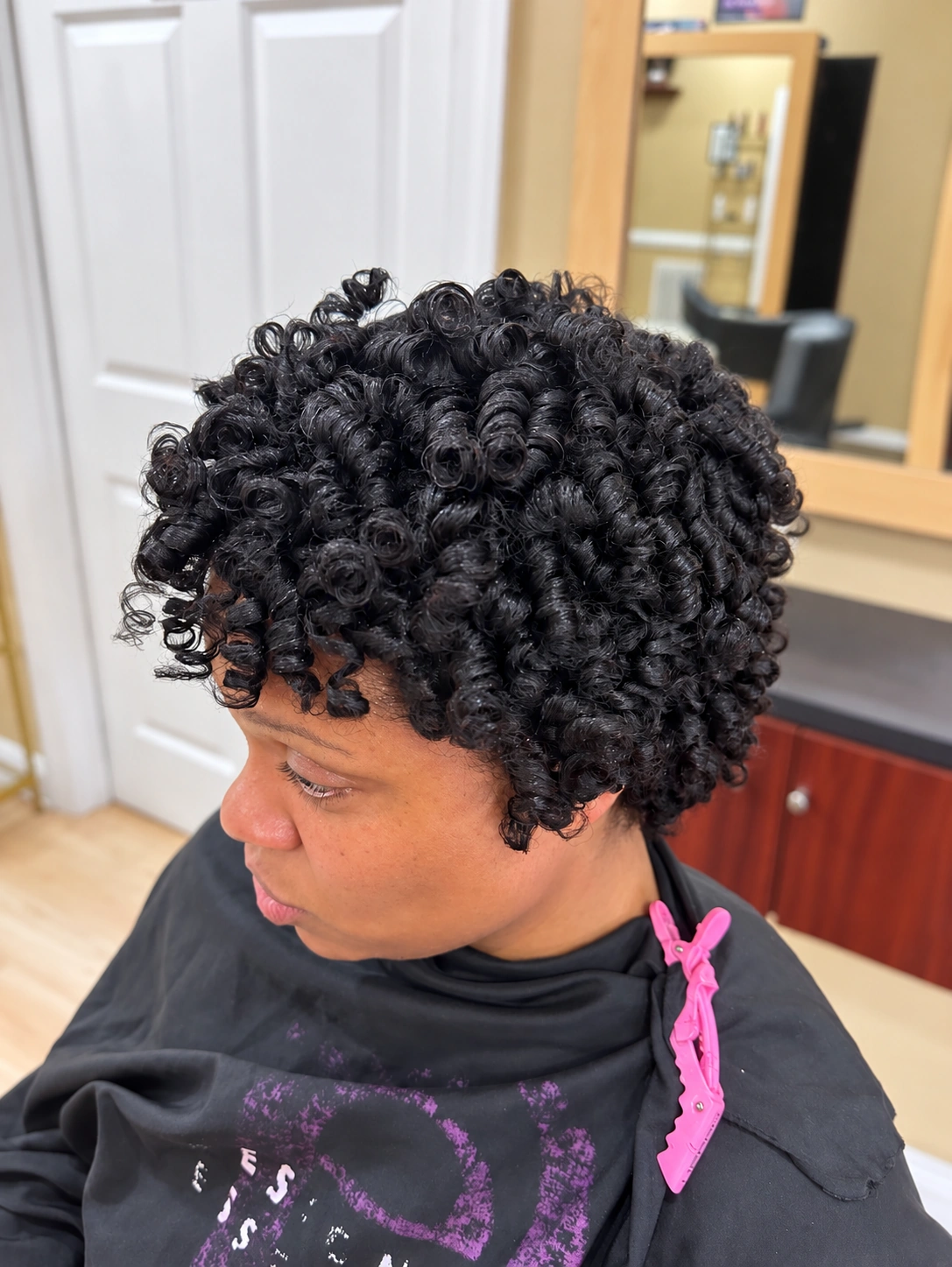 Short Black Defined Curls