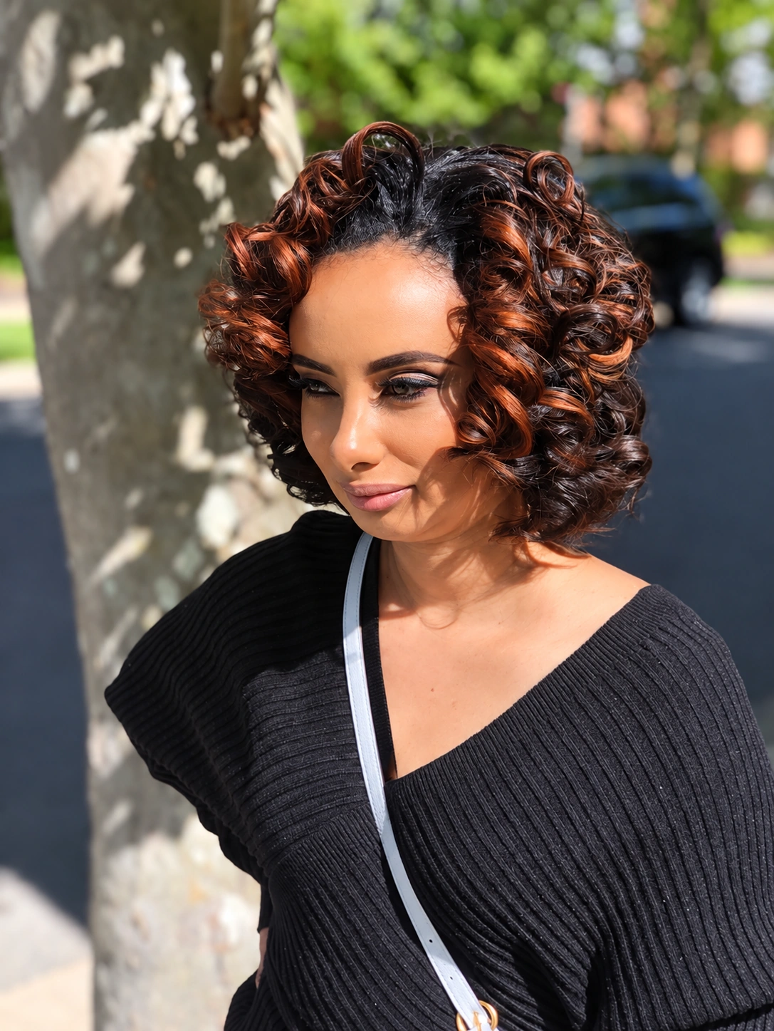 Copper-Highlighted Spiral Curls